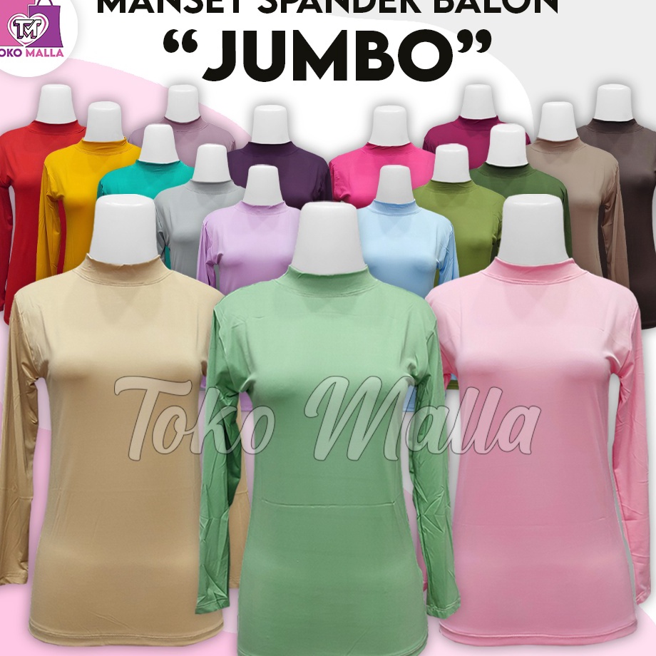 [KODE GDYSQ] Baju manset Lengan Panjang JUMBO, Bahan LICIN SPANDEX BALON, Mangset Kerah Tinggi, Dala
