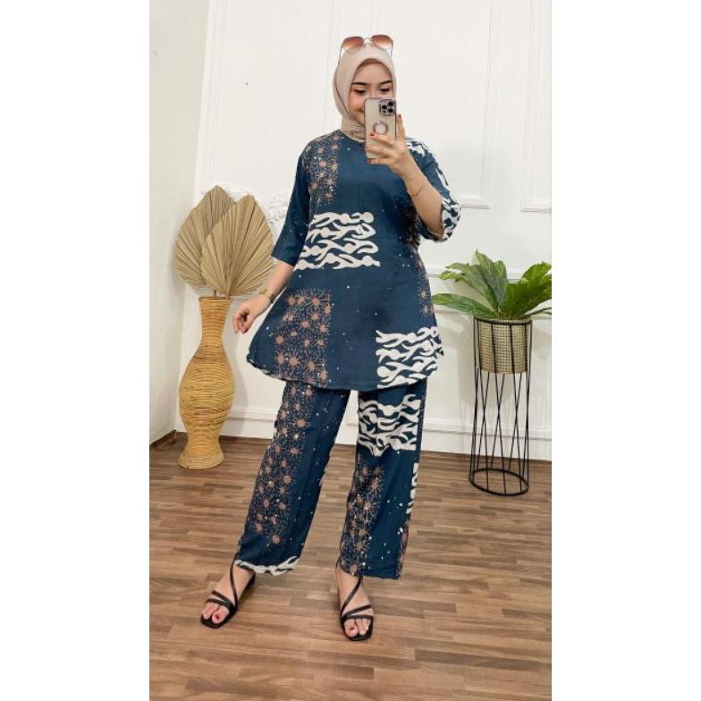COD TER SETELAN CELANA PANJANG JUMBO STELAN BAJU TIDUR BATIK WANITA PIAMA DASTER Piyama BUSUI CP JUM
