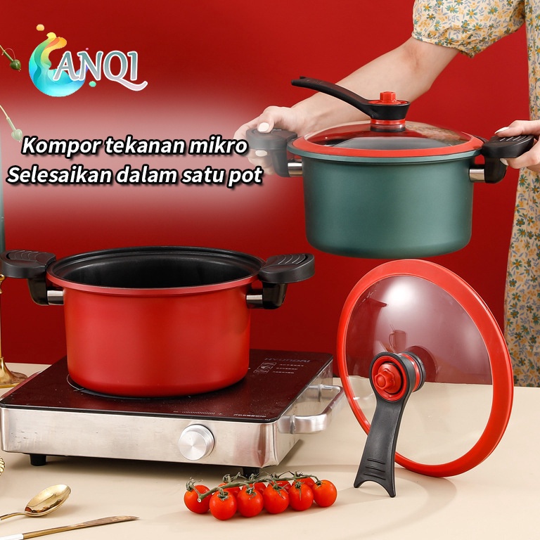 READY| ANQI SHOP Panci Presto Teflon Pressure Cooker Pot Anti Lengket Panci Presto 3,5 Liter VS-1805