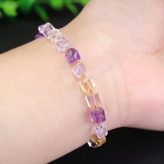 DISKON SPESIAL GELANG GIOK ALAMI UNGU MUDA GELANG MANIK PERSEGI ES PARTIKEL TERLARIS