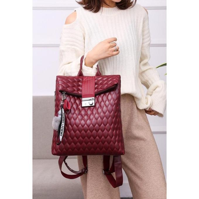 Tas Ransel Backpack Punggung Kulit Cewek Wanita Besar Import Batam