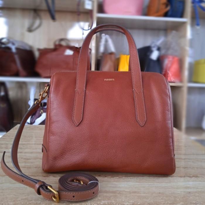 Tas Fossil Sydney satchel medium brown sz 26x21x16cm