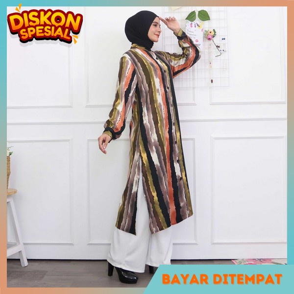 Tunij Model Korea Lengan Psnjang Tunuk Motif Polos Atasn Keren Dan Modis Syari Muslim Tunok Premium 