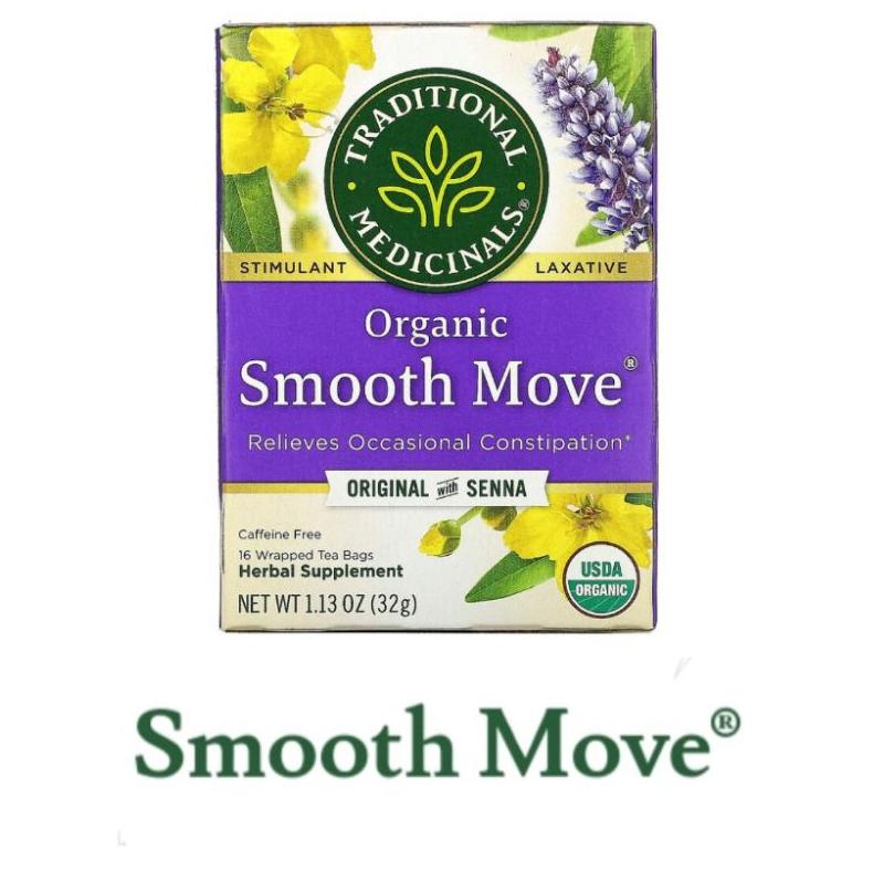 

Organic Smooth Move with Senna Tea/Peppermint/Chamomile- Traditional Medicinals Tea Caffeine FREE(teh organik)@16wrapped tea bag Best Seller
