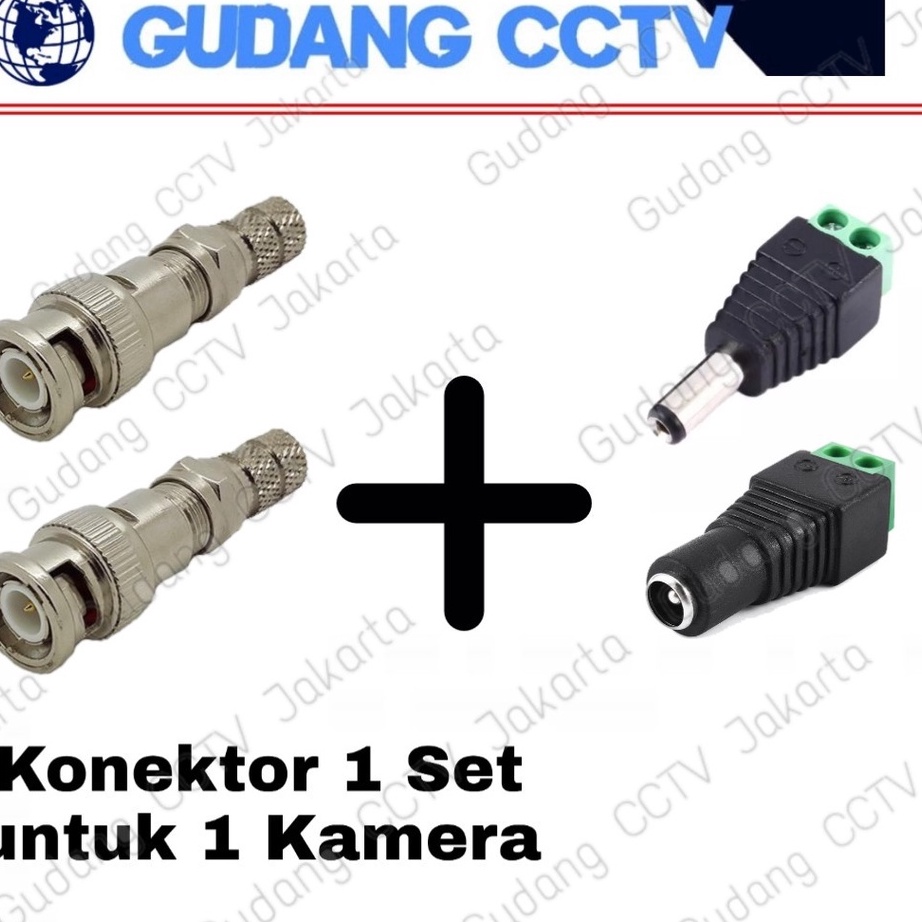 ➝↑❁⁂ Konektor CCTV 1 Set BNC Plus Jack DC Siap Pasang / Connector 1 Camera Terkini
