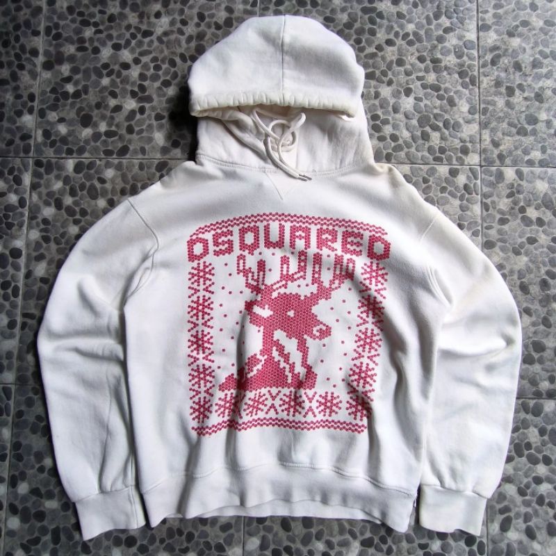 DSQUARED2 HOODIE ORIGINAL WHITE DEER