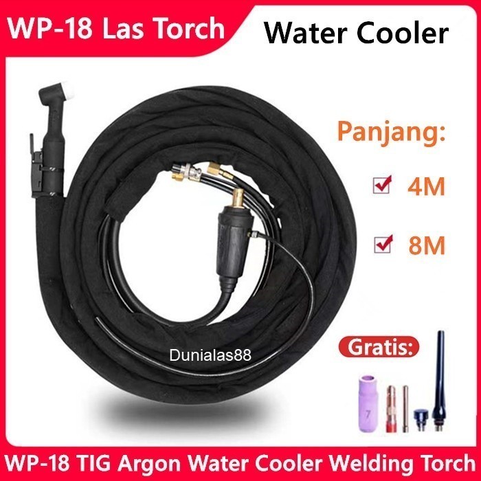 Terlaris Tig Argon Wp-18 Stang Las Water Cooler Welding Torch Wp18 4M 8M 4Meter