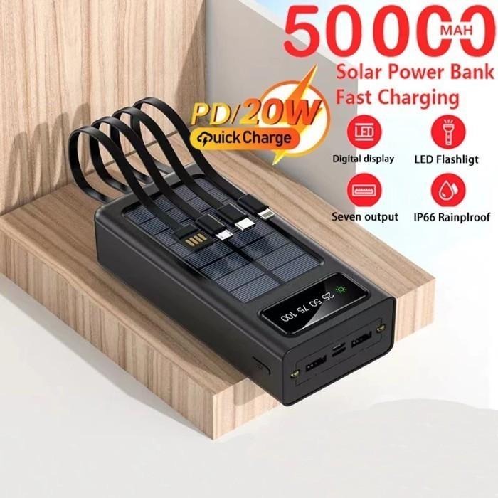 Powerbank Powerbank Solar 50000Mah/ Power Bank Tenaga Surya Fast Charging Usb