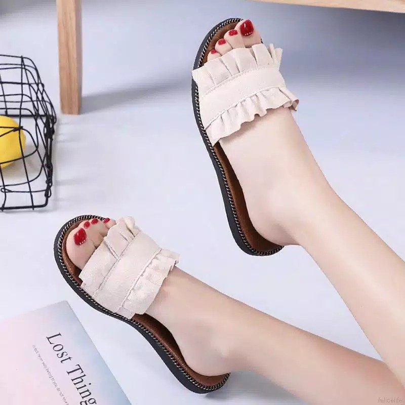 flash sale 7,7 Slip Sandal Wanita Kerut