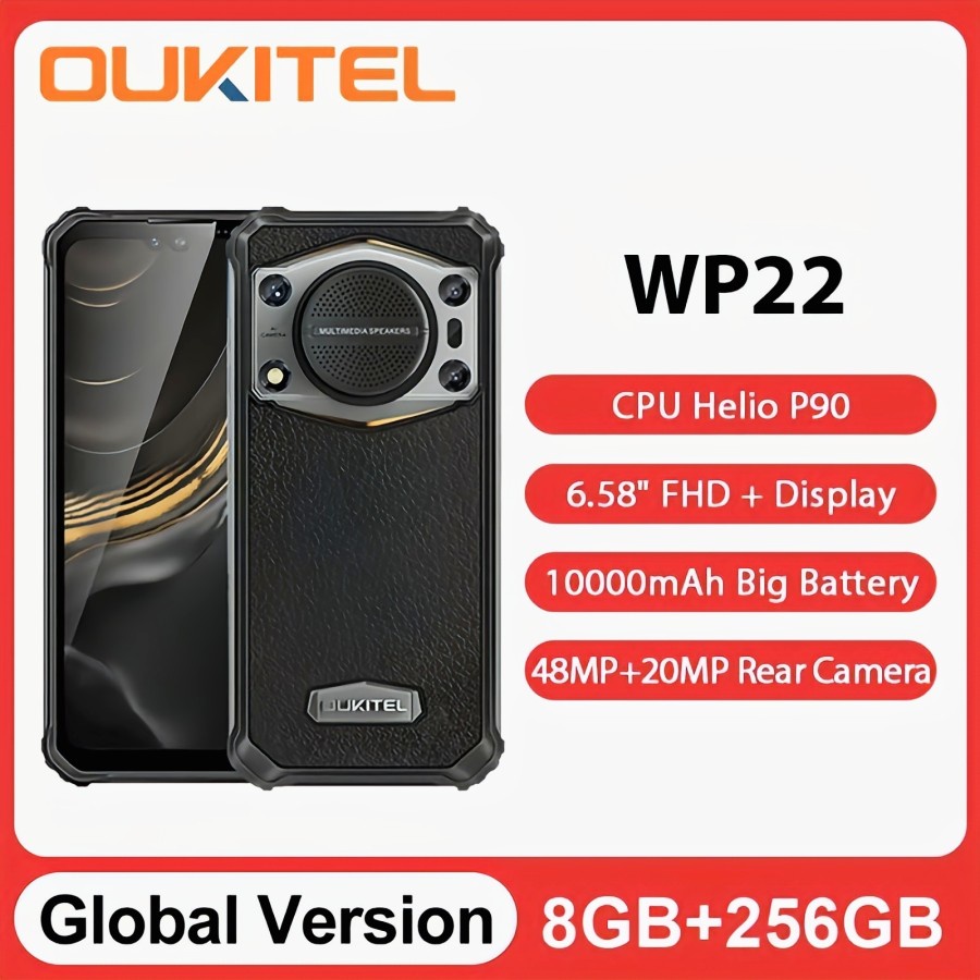 Oukitel WP22 New Hp Outdoor Waterproof 10000mAh Battery 48MP FHD+