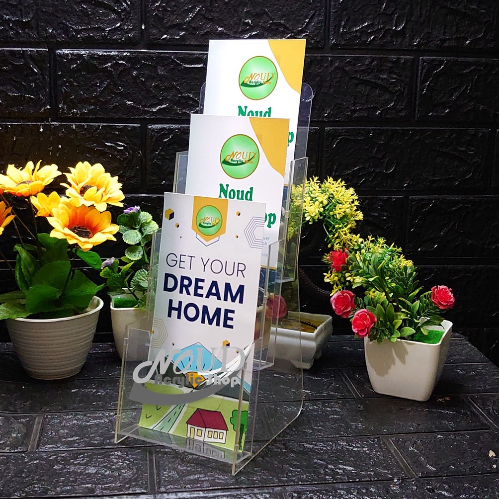 

Model terkini Tempat brosur Akrilik / Acrylic standing leaflet 3 susun Ukuran Sepertiga A4 Lipat Tiga 07R