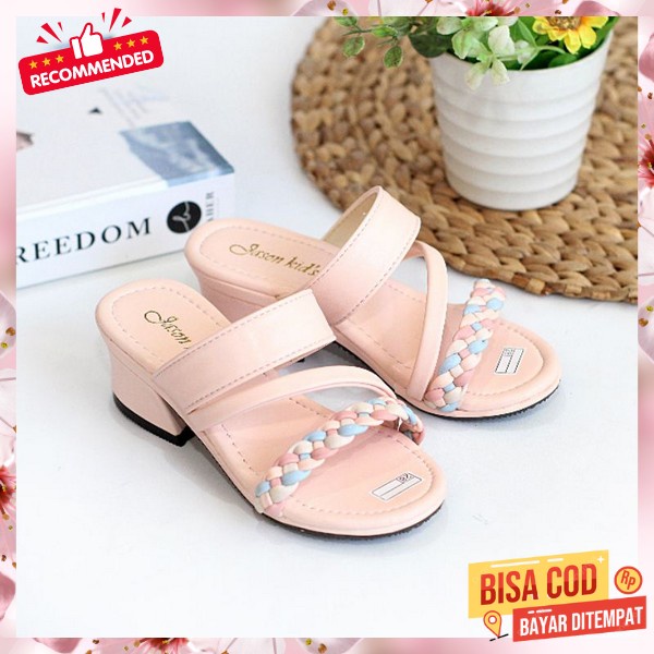Sepatu Pwsta Perempusn Kecil Empuk Fashion Modis Bocah Cwek Sandal Hak Kaca Gaya Korea Kids Hiks Ana