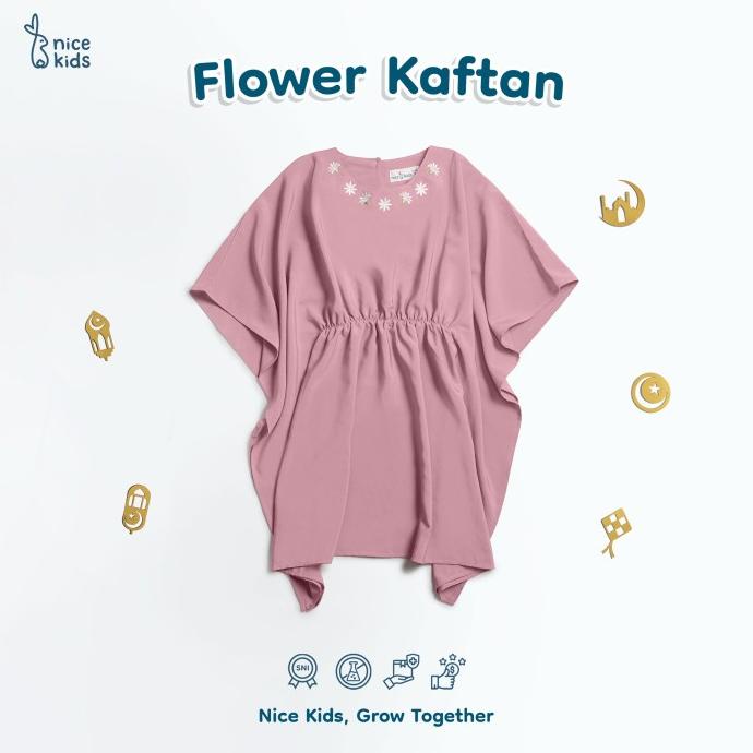 Nice Kids - Flower Kaftan Dress (Pakaian Muslim Anak 1-4 Tahun)