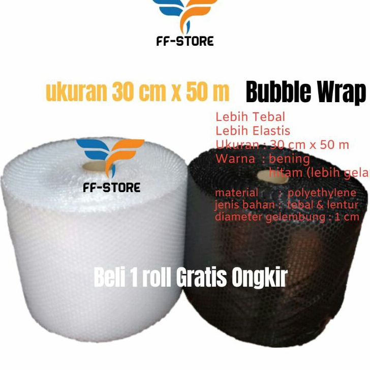 

[KODE PRODUK LJZ7H6878] [50Mx30CM] Bubble Wrap Hitam Bening Roll 30 cm x 50 m Tebal Premium Ekonomis Murah Gosend Grab Bandung