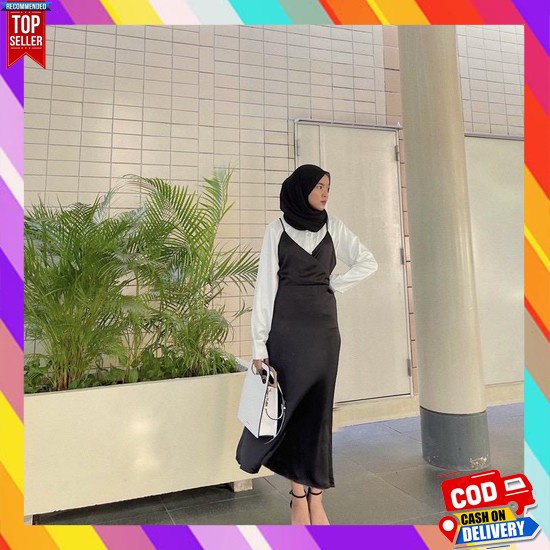 Gaun Cewek Import Baju Gamis Elegan Dres Korean Style Daster Bahan Adem Pakaian Kekinian Dress Wanit
