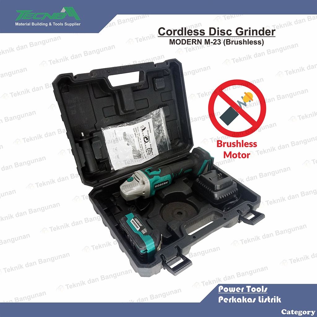 Cordless Angle Grinder Mesin Gerinda Baterai Tangan MODERN M-23
