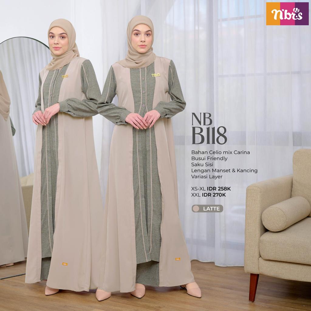 NEW ARRIVAL l GROSIR BAJU BRANDED GAMIS ORI NIBRAS  NBRS NB B118 LATTE / GAMIS NIBRAS BUSUI BAHAN CE