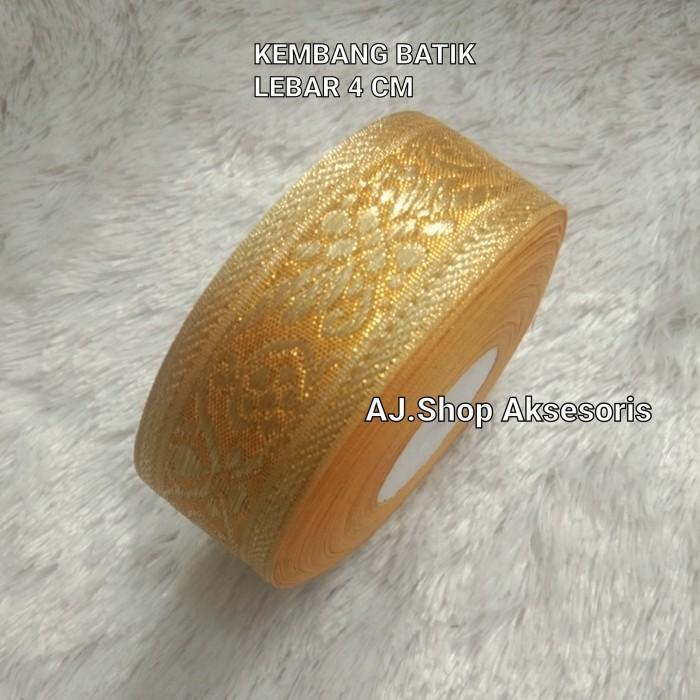 Hiok Pita Renda Bordir Emas ,Lebar 4 Cm