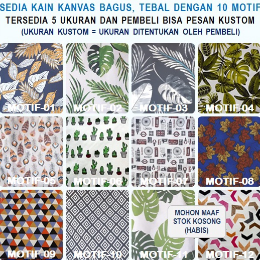 6>CXQ8-I KAIN KANVAS - Texture Kain Tebal, Sedia Dalam 10 Motif Dengan 5 Varian Ukuran + Harga) - (b