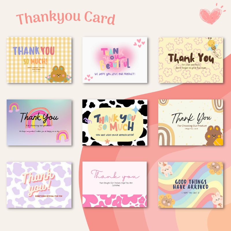 

[ISI 30PCS]Cute Thank Card / Custom Thank Card / Thank You Card Custom