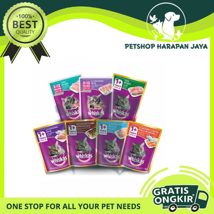 

Makanan Kucing Basah Whiskas Sachet All Varian 85 Gr Per-Box