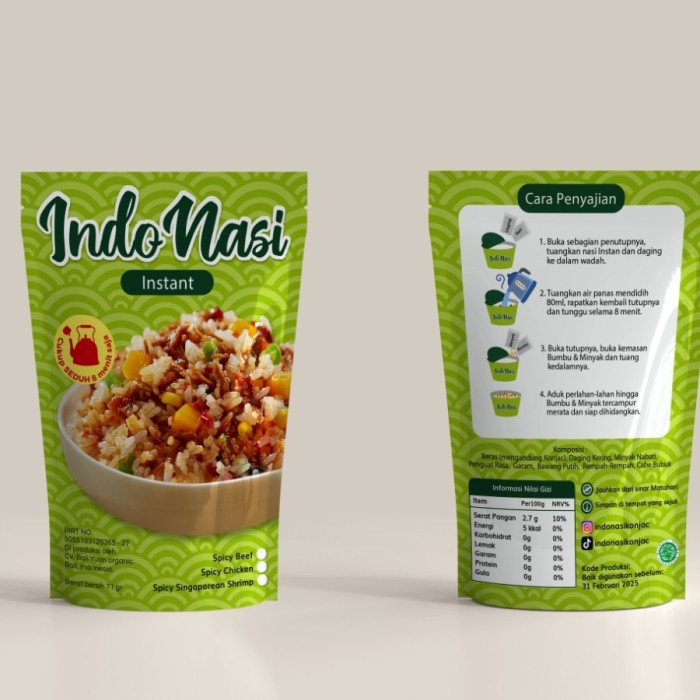 Makanan Instant Indonasi Konjac Rice Beras Porang