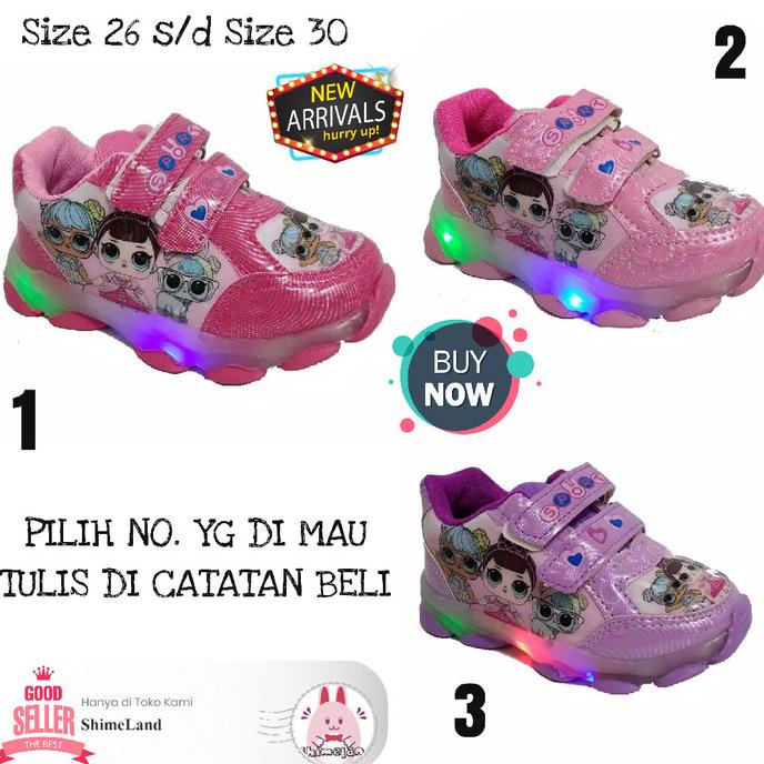 Sepatu Anak Perempuan Lol Surprise Nyala Lampu Led Sneakers