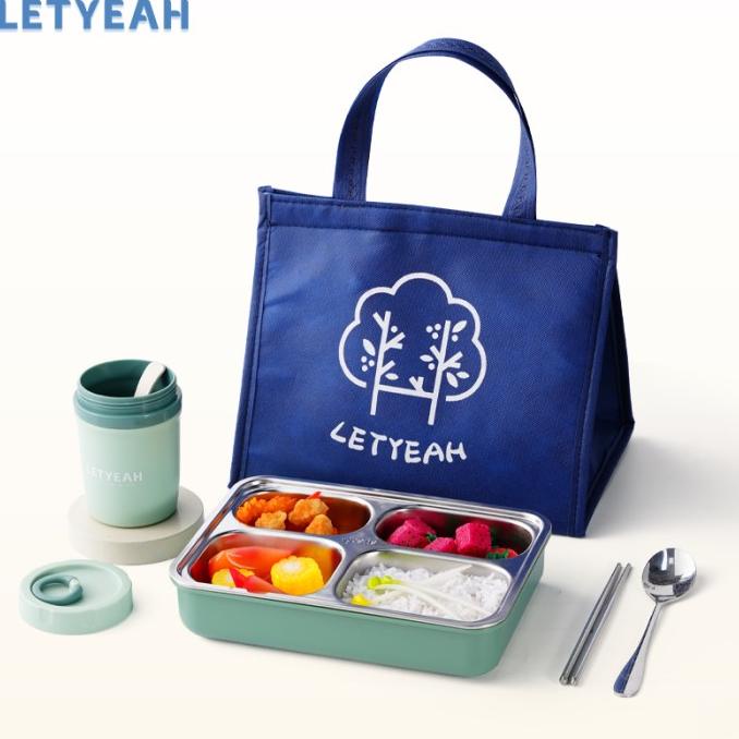 LetYeah Lunch box set/304 stainless kotak makan dengan cangkir sup+tas
