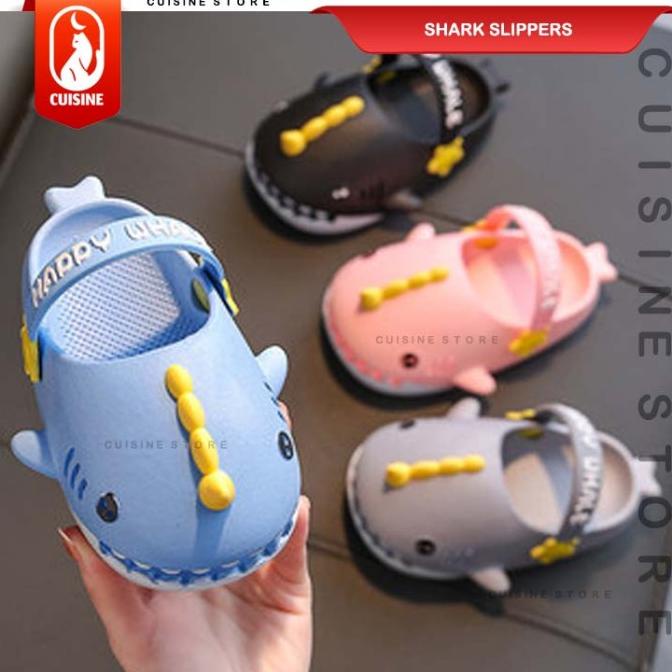 Sandal Selop Anak SHARK WHALE FAMILY, Sendal Sepatu Slop Karet Ikan