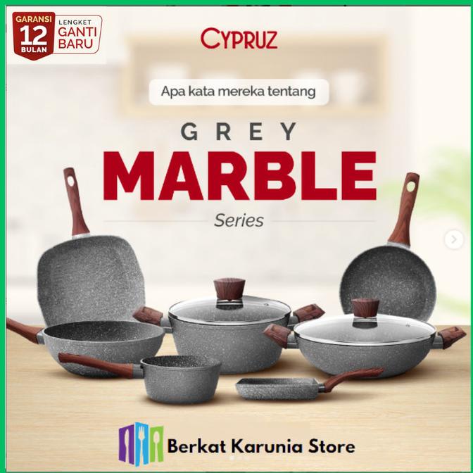 cypruz marble wok pan fry pan sauce pan wajan keramik anti lengket