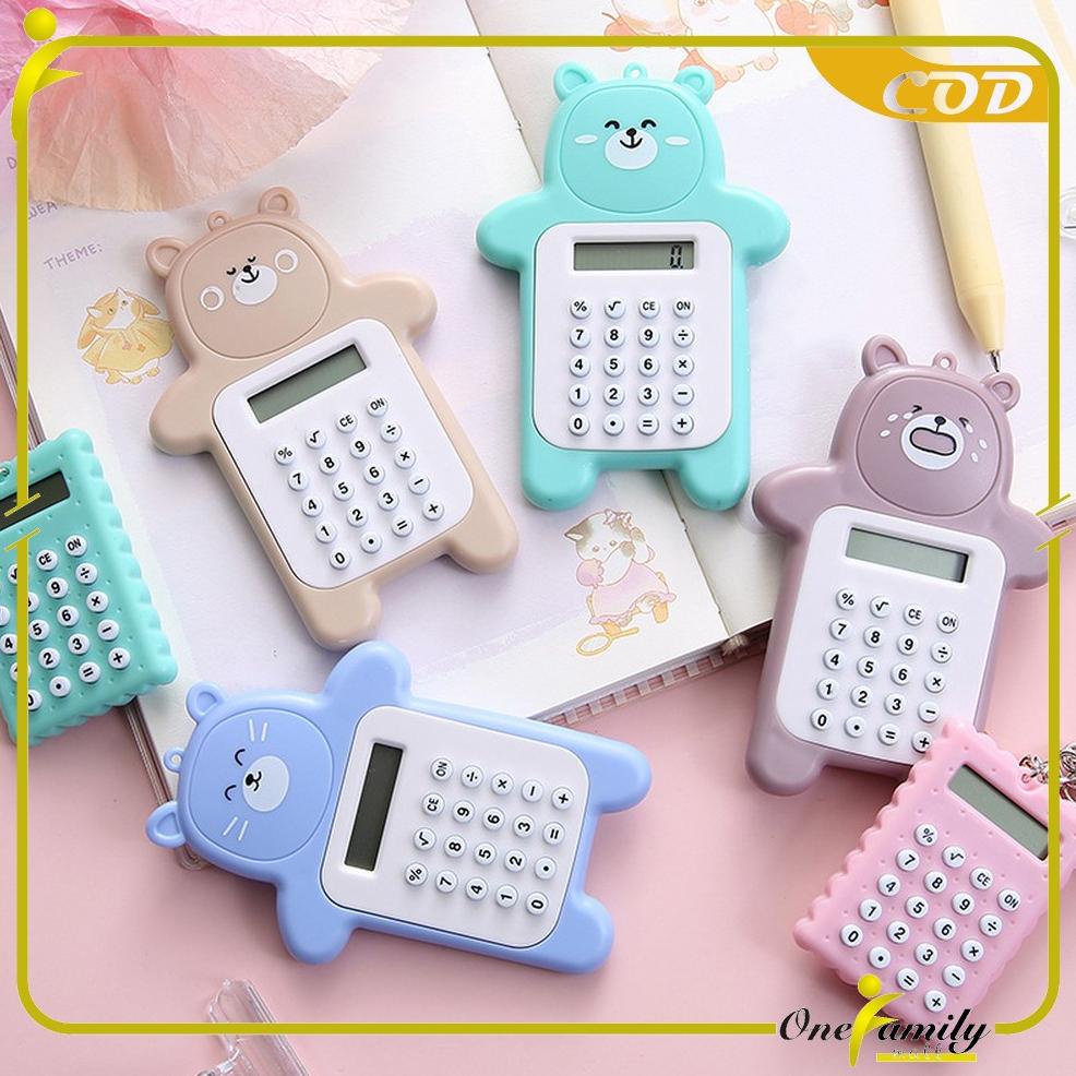 

ONE-C325 Kalkulator Mini Motif Beruang 8 Digit Tombol Karet Sekolah Stationary/ Bear Calculator Travel Mini Portable Desain Kartun Beruang
