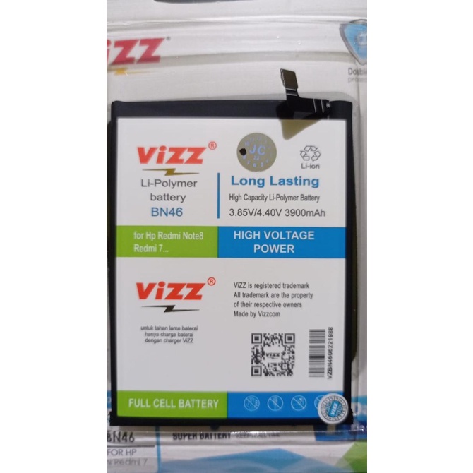 Baterai ori Double Power VIZZ Xiaomi Redmi 7 / Redmi Note 8 BN46 BN-46