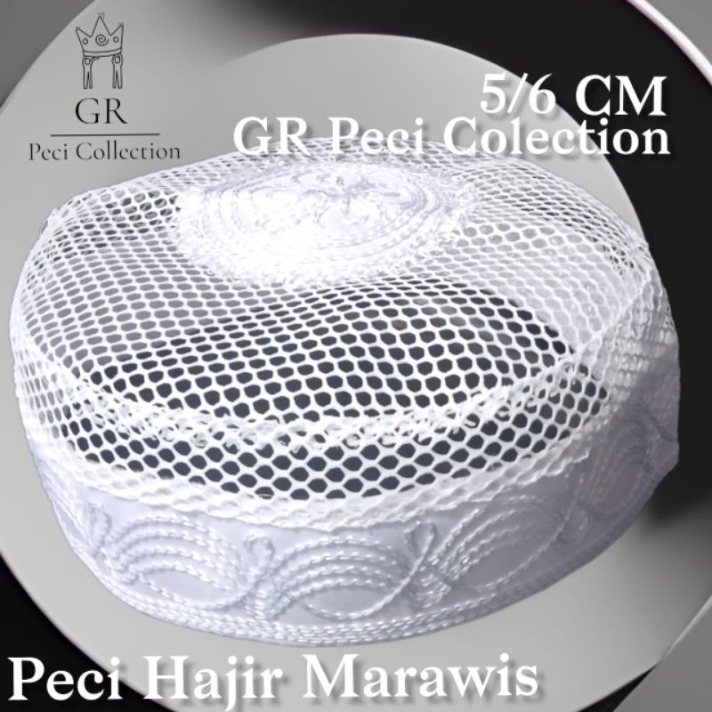 PECI KOPIAH JARING HAJIR MARAWIS 5 CM TERLARIS / PECI JARING IKAF PUTIH PENDEK 5 CM