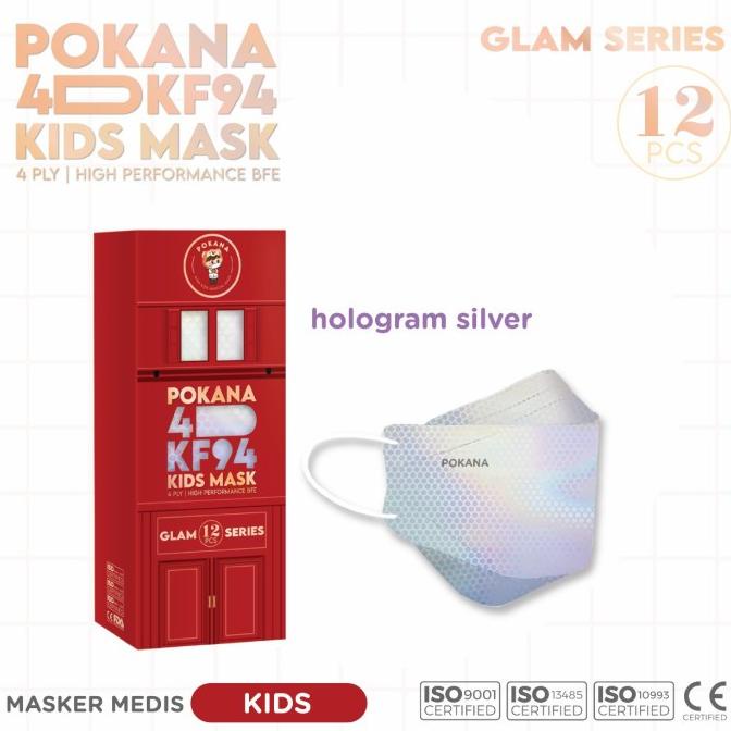 POKANA MASKER ANAK KF94 GLAM SERIES - HOLOGRAM SILVER