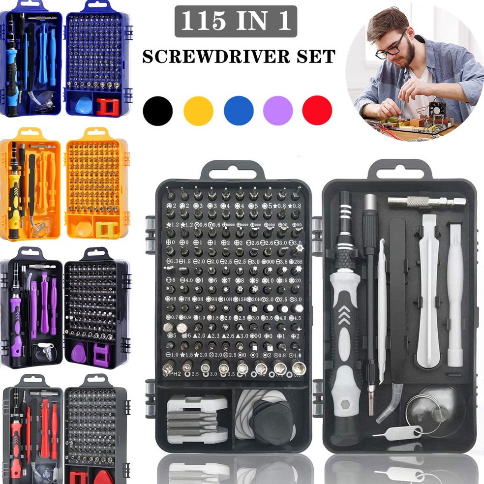 Termurah Obeng Set 115 in 1 obeng hp Multifungsi Alat Bongkar Mini Precision Untuk Smartphone Laptop