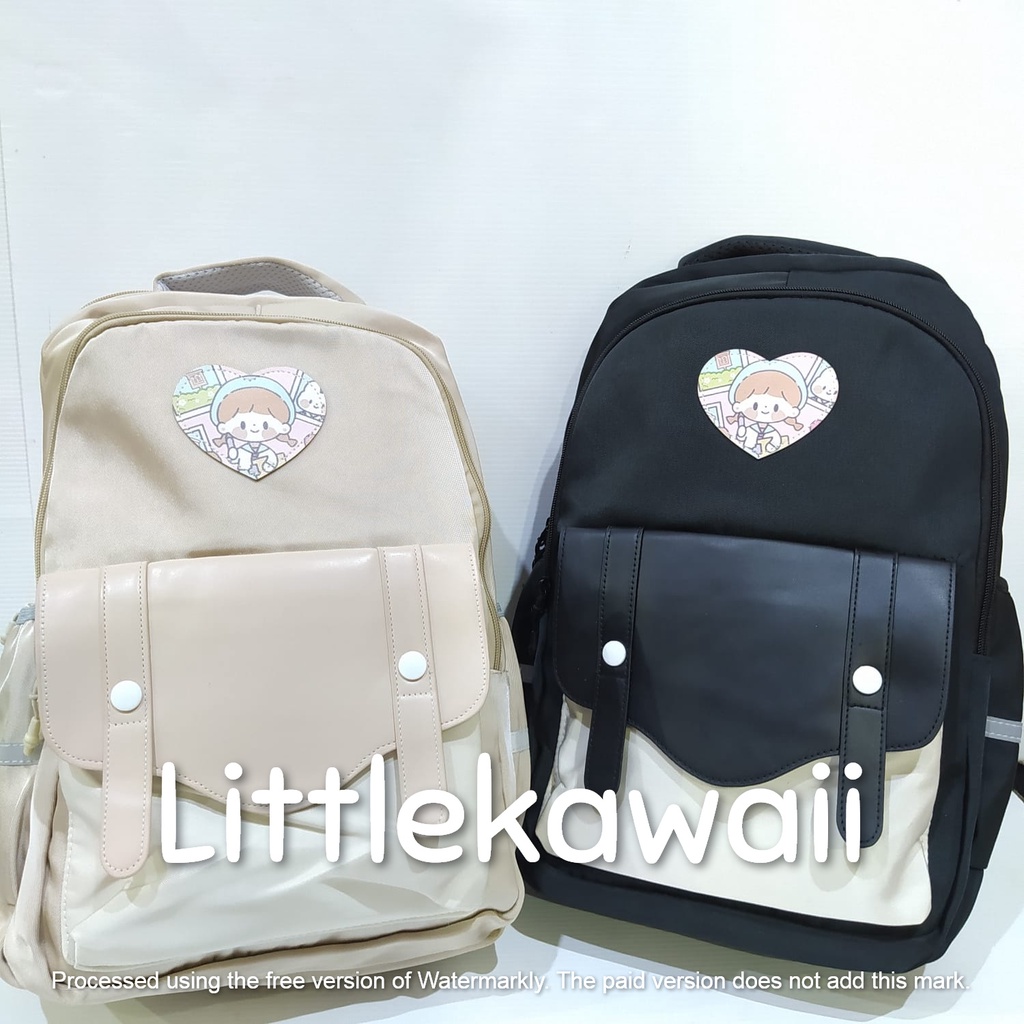 LK/Tas Ransel Laptop Backpack Parasut Sekolah Fashion Anak Remaja Shy Fly To You Cool Flower Gantungan Import