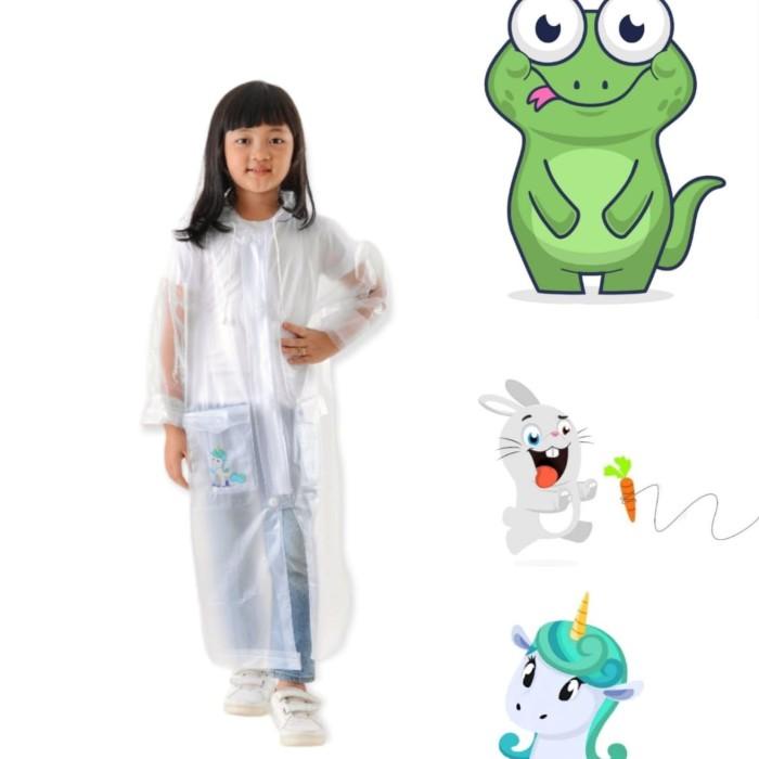 Akso Mantel/Jas Hujan Anak Transparan Bening Coat Kids - Bromo Melon