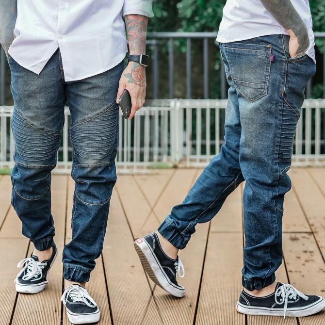 CELANA JOGGER JEANS PRIA / JOGGER JEANS BIKER / CELANA PANJANG PRIA