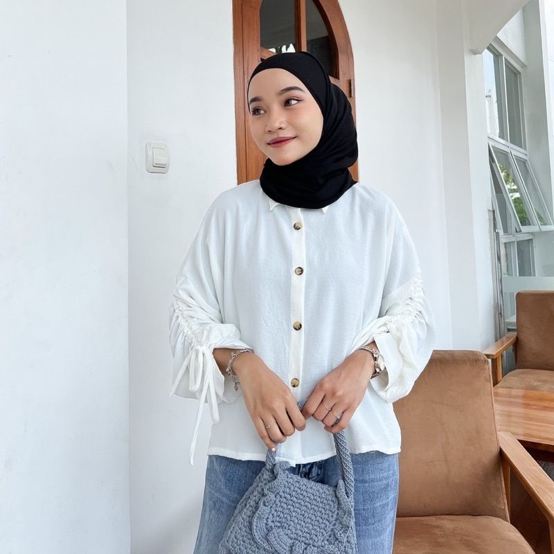 LAYLA BLOUSE CRINCLE WANITA | KEMEJA SERUT WANITA | BLOUSE KEMEJA | ATASAN WANITA