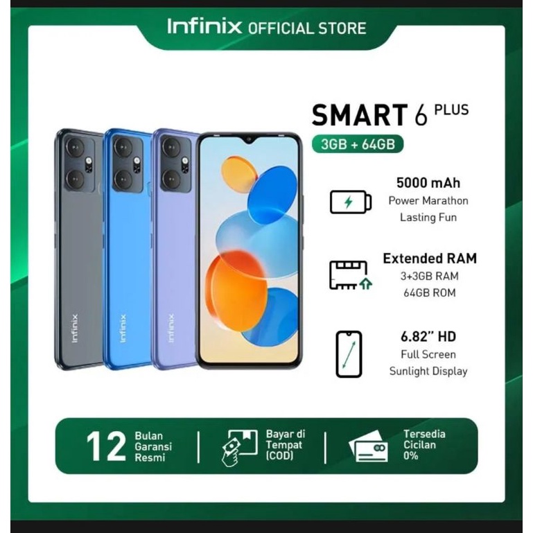 Infinix Smart 6 Plus Ram 3GB - 64GB Garansi Resmi