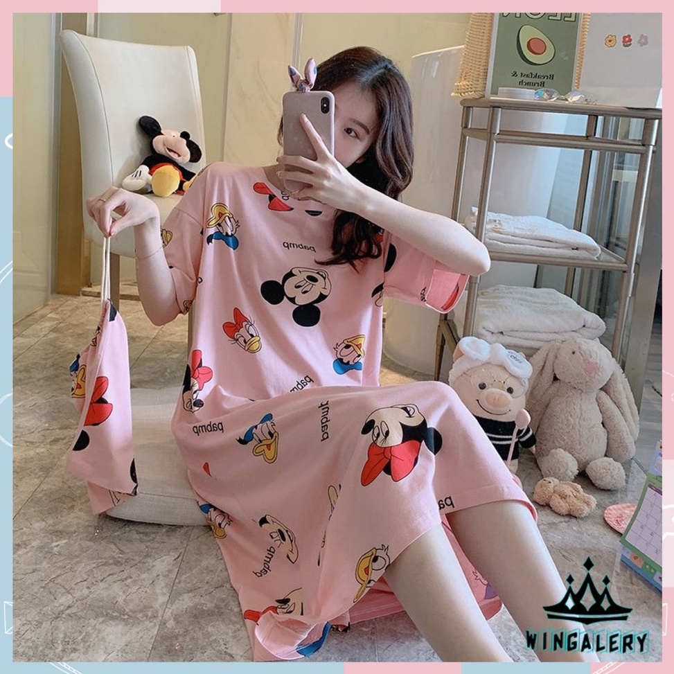 TERBAIK WINGALERY  Daster  Wanita Import Daster Lucu Motif Korea Baju Tidur  Wanita  Fit to XXL 4014
