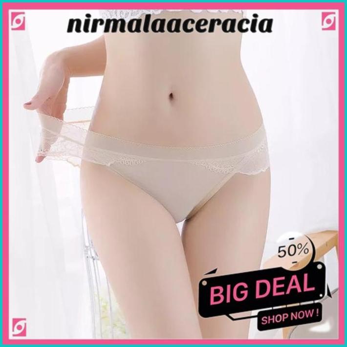 WANITA CELANA DALAM SEXY RENDA BUNGA TRANSPARAN UKURAN BESAR CELANA DANLAM BRIEF - !!!
