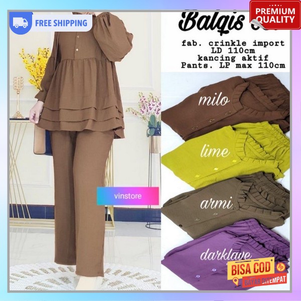 Setcel Muslim Long Tunik Fashion Muslim Set Viral Ootd Cewek Terbaru 2023 Stelan Perempuan Kekinian 