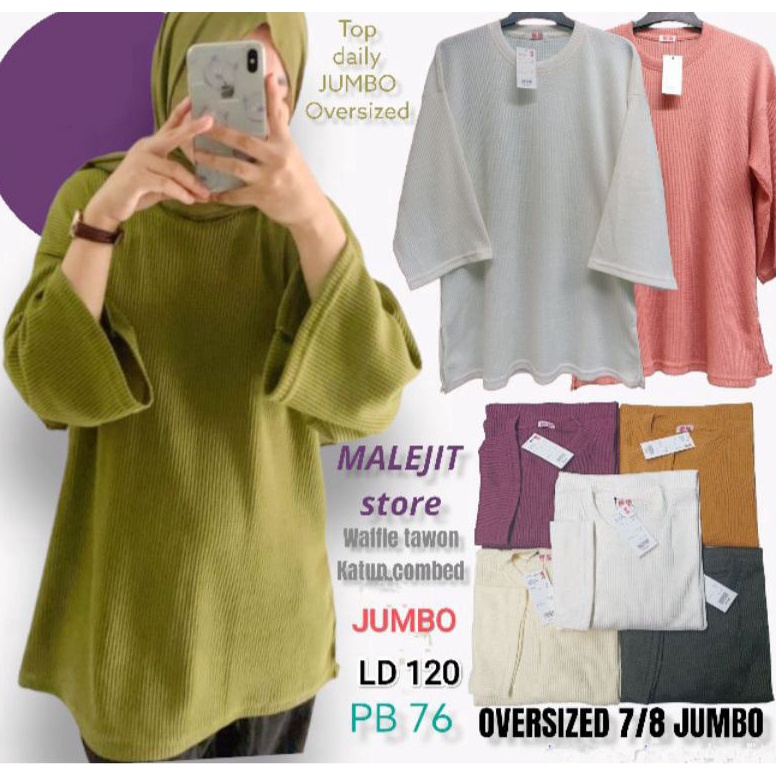 MURAH MERIAH [COD] NEW TOP- OVERSIZED (UNQ) WAFFLE COMBED-OVZ RIB SUPER PREMIUM √√KAOS WANITA PHENOM
