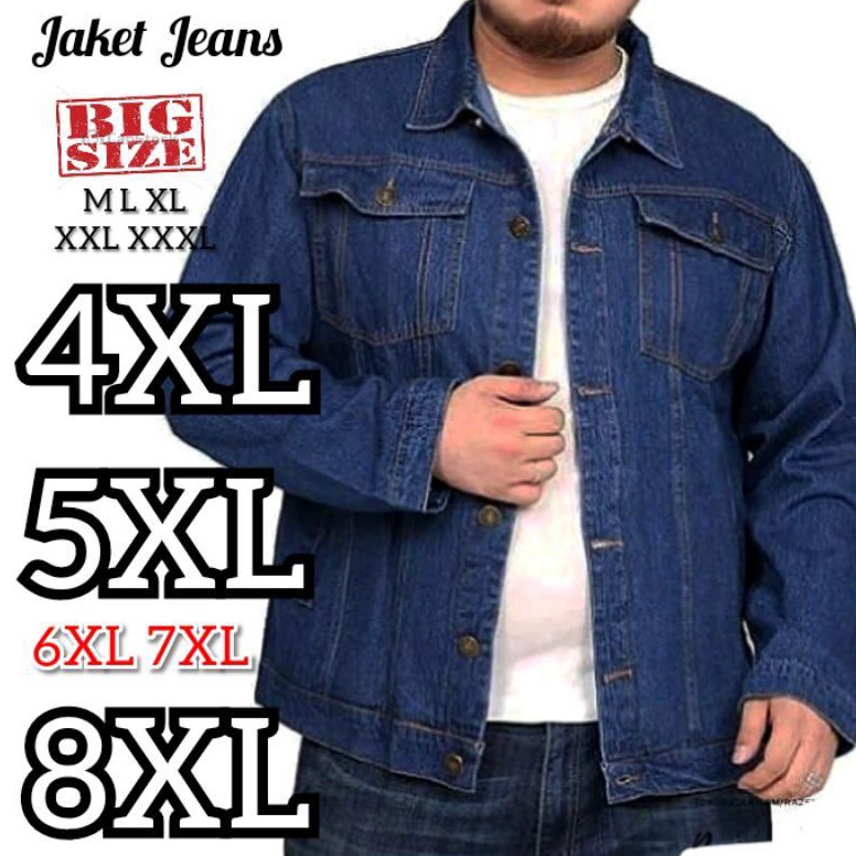 Jaket Jeans Besar Jaket Denim Big 4 Warna Size M,L,XL, XXL,XXXL, 4XL, 5XL,6XL, 7XL, 8XL "PDP.29Jn23ˣ
