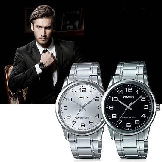 WBS JAM TANGAN RANTAI PRIA / WANITA  CASIO MTP V001D ANALOG QUARTZ GROSIR IMPORT STAINLESS STEEL CS0