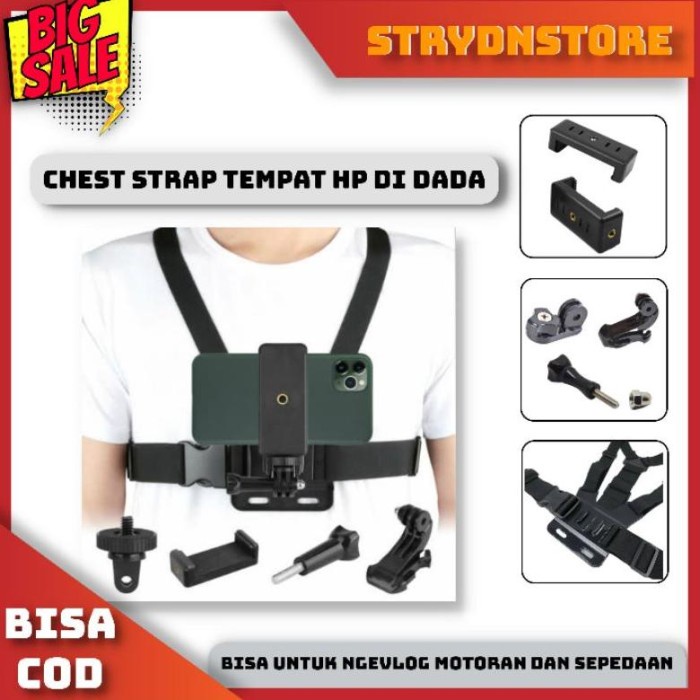 CUCI GUDANG Holder HP Dada Chestrap Motovlog Ori Breket HP Ngevlog Motoran
