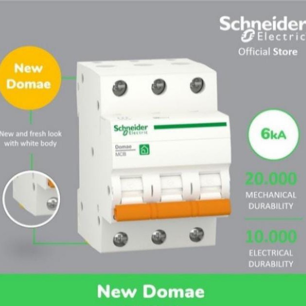 Terlaris Mcb 3P 32A 40A 50A 63A Schneider Domae Mcb 3Phase