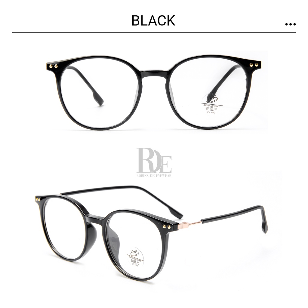 Robins kacamata Lentur Anti Radiasi Komputer Frame Kacamata Minus Blueray Photocromic Bluecromic Fashion Terbaru Pria Wanita 83079-Black
