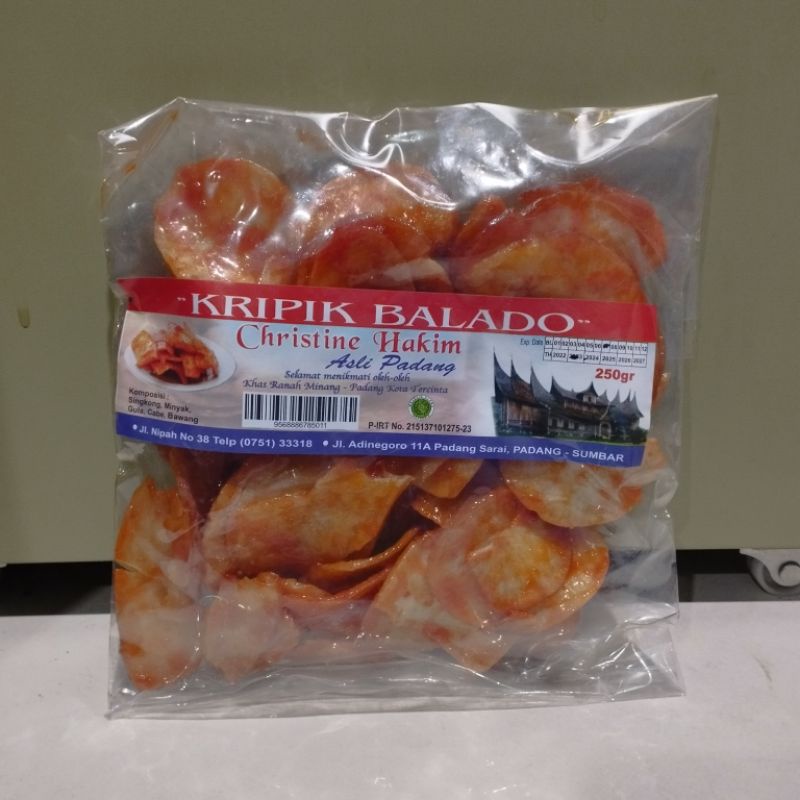 

Keripik Balado Asli Padang Christine Hakim Potongan Bulat Halal 250 Gr
